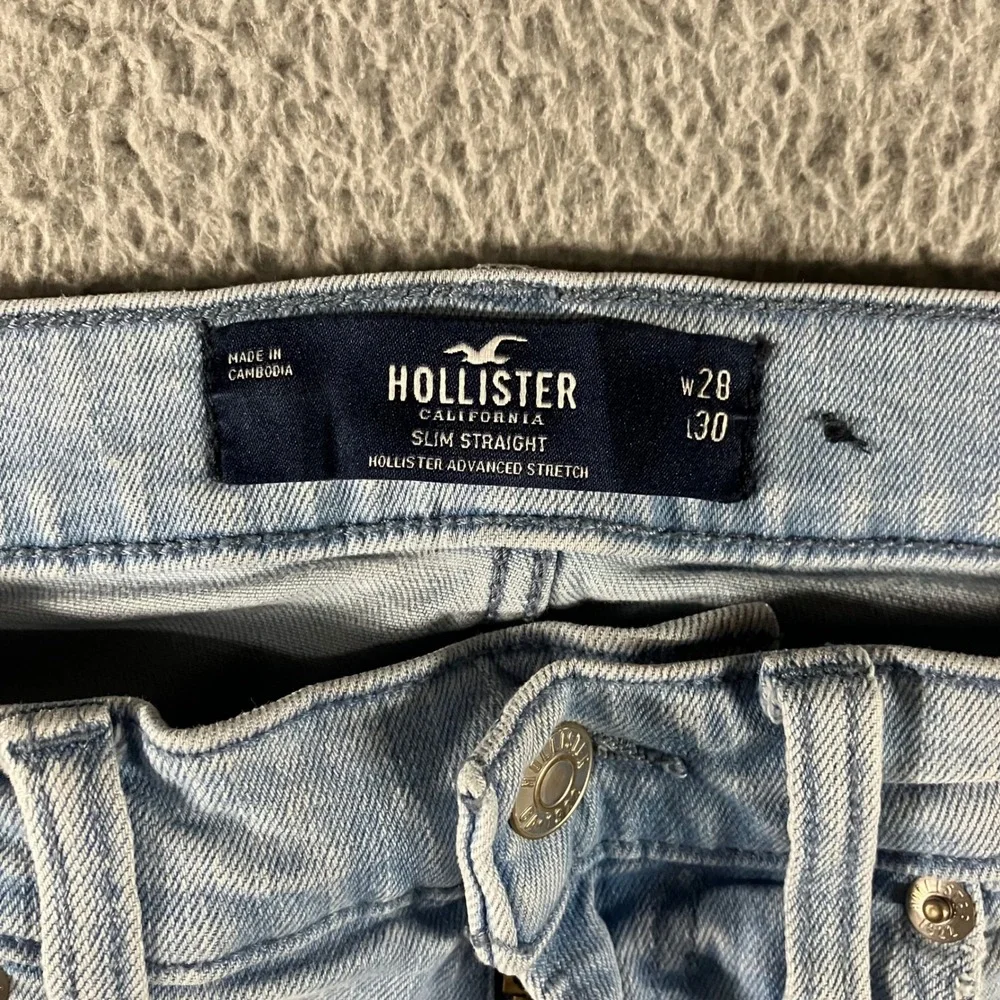 Hollister Slim Straight Jeans Mens 28x30‎ Blue Distressed Grunge Punk Fit 28x27